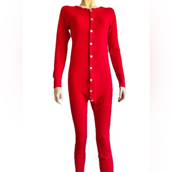 Vintage Duofold Union Suit Mens Medium Red Long John Base Layer Underwear USA - Picture 1 of 7